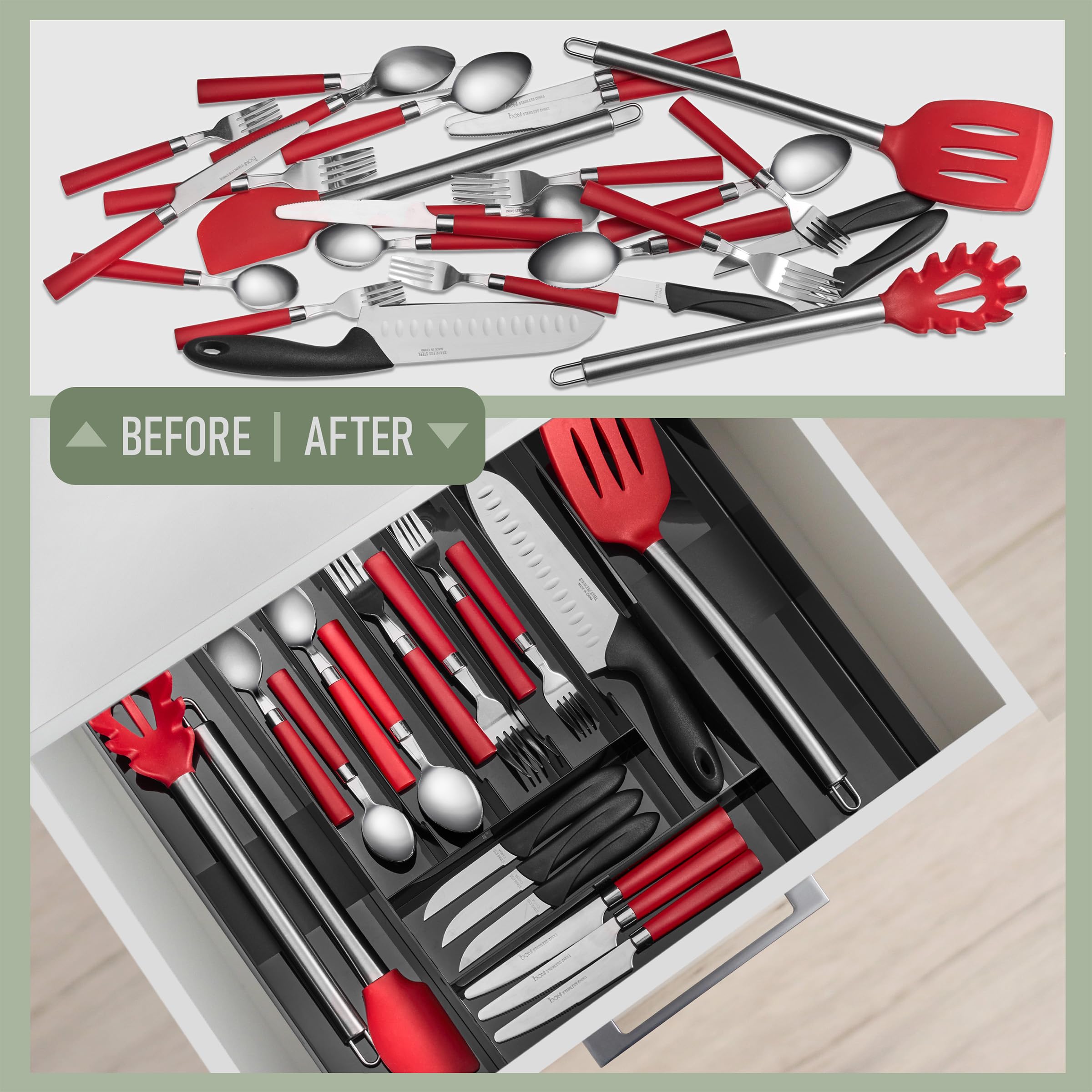 Sorbus Silverware Organizer – Expandable Kitchen Drawer Organizer, Adjustable Utensil Organizer, Cutlery Tray for Forks, Knives, Spoons – Multipurpose Flatware and Kitchen Storage Solution - Image 7
