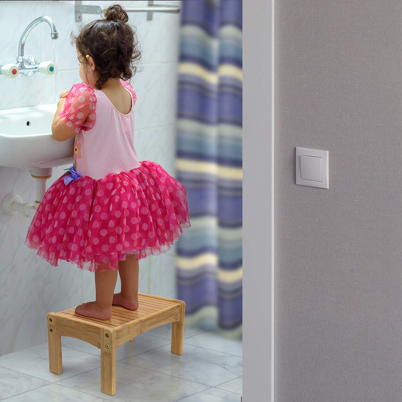 Sorbus Small Bamboo Step Stool - Wooden Foot Rest Stool & Potty Training Stool for Kids Toddlers - Image 3