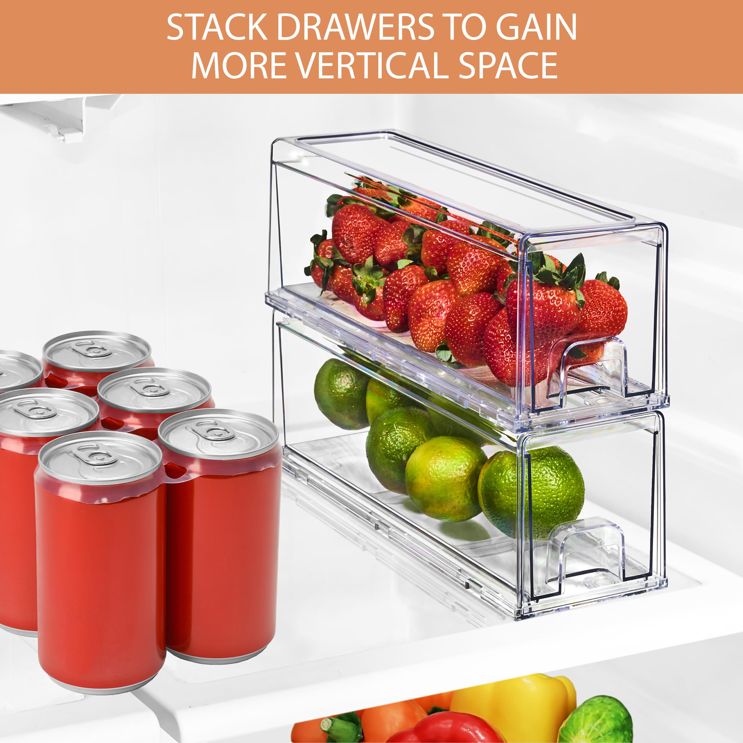 Sorbus Small Clear Acrylic Storage Drawers (2 Pack) - Stackable Plastic Organizer Bins for Fridge, Freezer, Pantry, and Bathroom - Image 7
