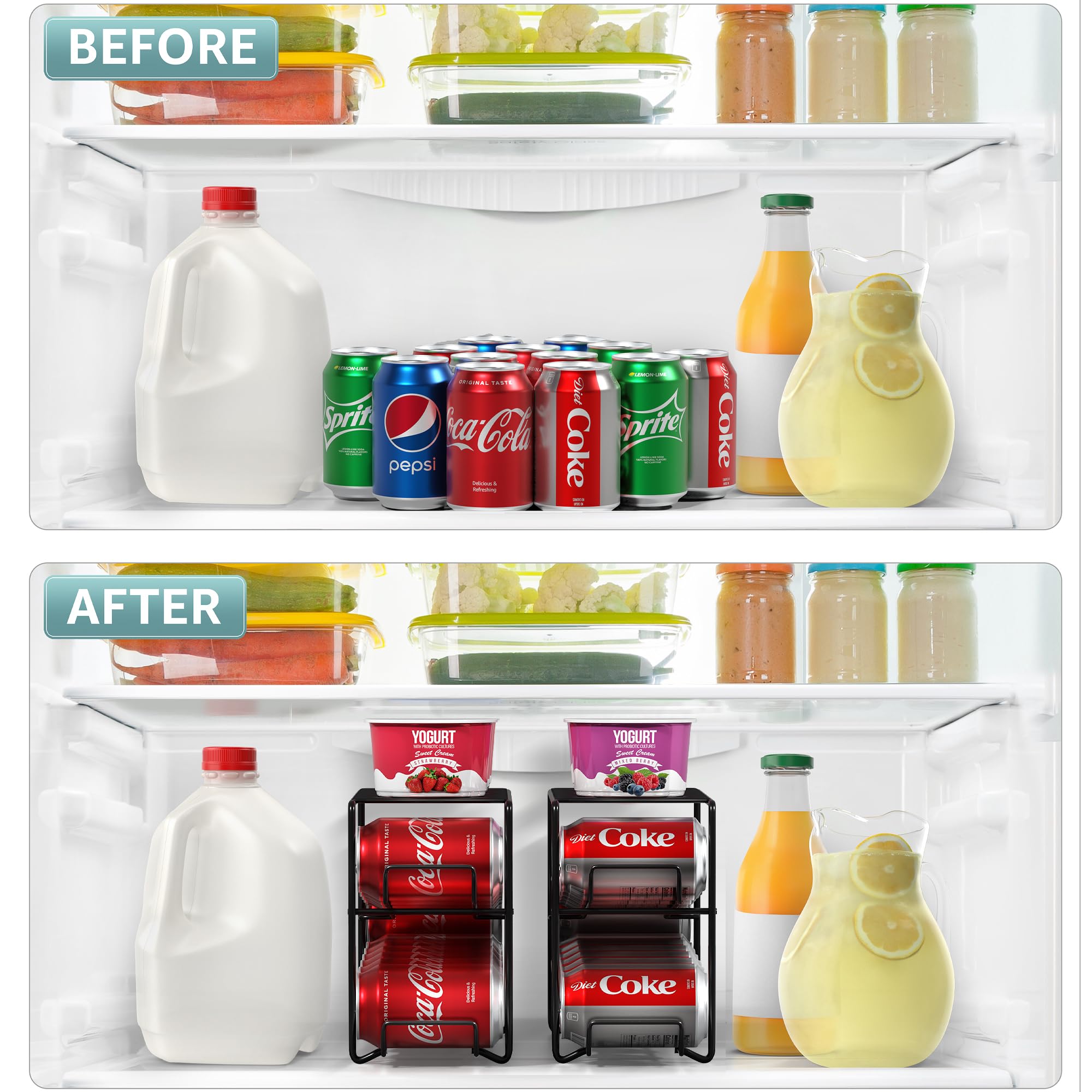 Sorbus Soda Can Rack Beverage Dispenser & Organizer for 12 Standard 12oz Cans - Refrigerator Compatible (1 Pack, Black) - Image 6