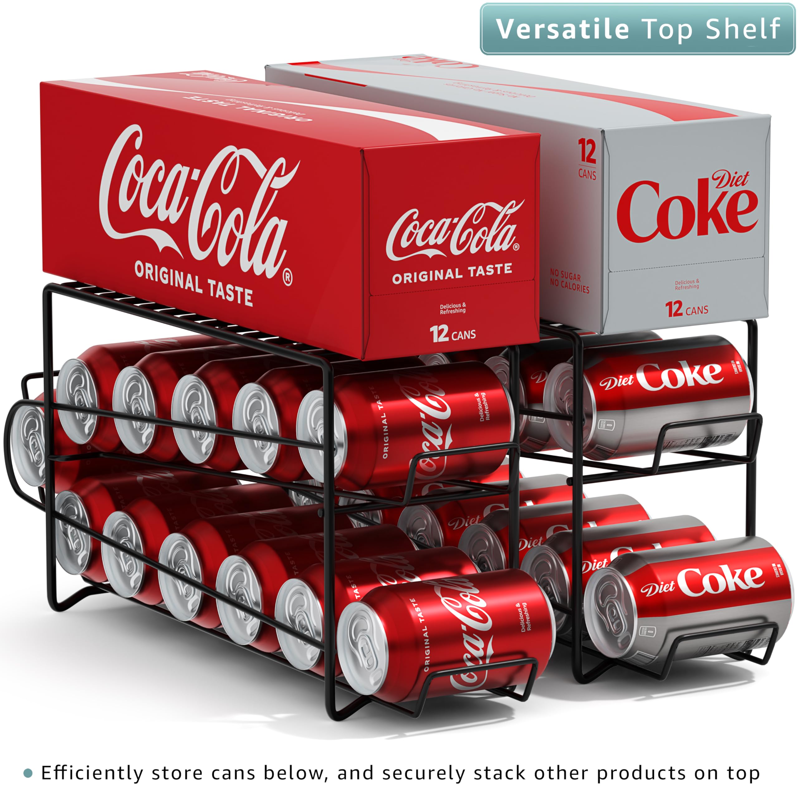 Sorbus Soda Can Rack Beverage Dispenser & Organizer for 12 Standard 12oz Cans - Refrigerator Compatible (1 Pack, Black) - Image 8