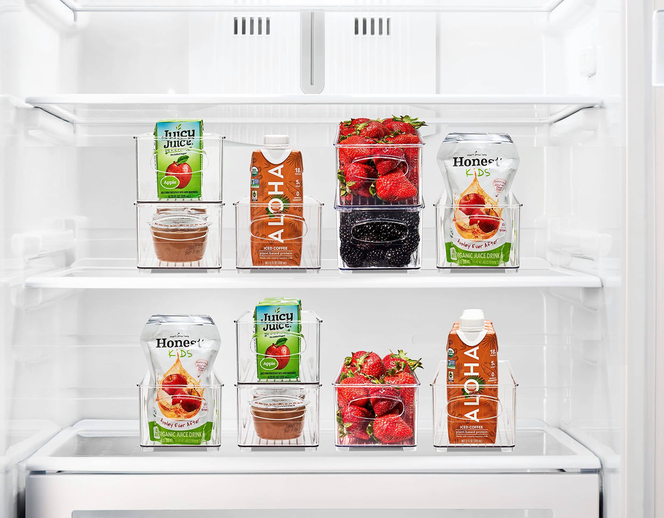 Sorbus Stackable Refrigerator Organizer Bins - Clear Storage Bins for Kitchen Pantry, Freezer & Fridge Organization - Food Organizing Plastic Containers with Handles for Countertops & Drawers (6 Pack) - Image 2