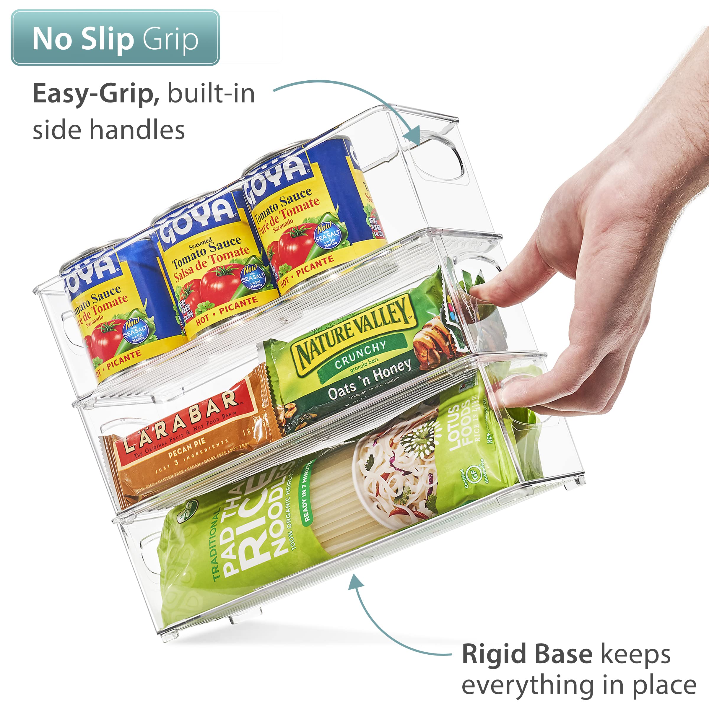Sorbus Stackable Refrigerator Organizer Bins - Clear Storage Bins for Kitchen Pantry, Freezer & Fridge Organization - Food Organizing Plastic Containers with Handles for Countertops & Drawers (6 Pack) - Image 5