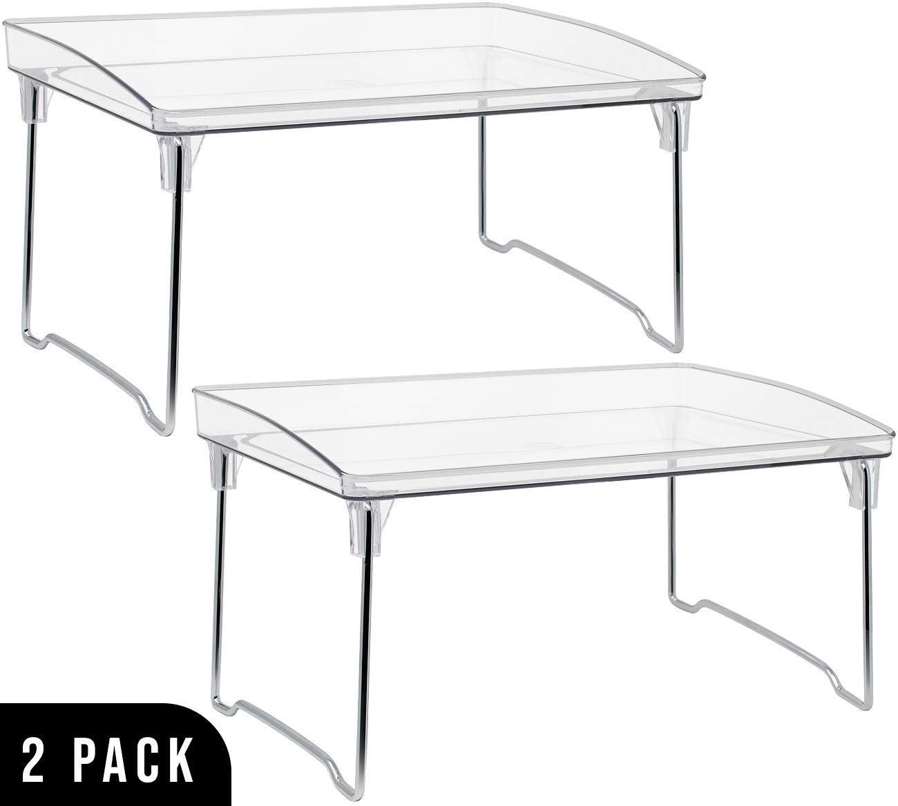 Sorbus Stackable Shelves for Cabinets & Countertop - Storage Shelf Organizer Stand Racks- Foldable Shelves for Undersink, Kitchen Cabinets, Pantry, Countertops, Clear Plastic/Metal - Image 7