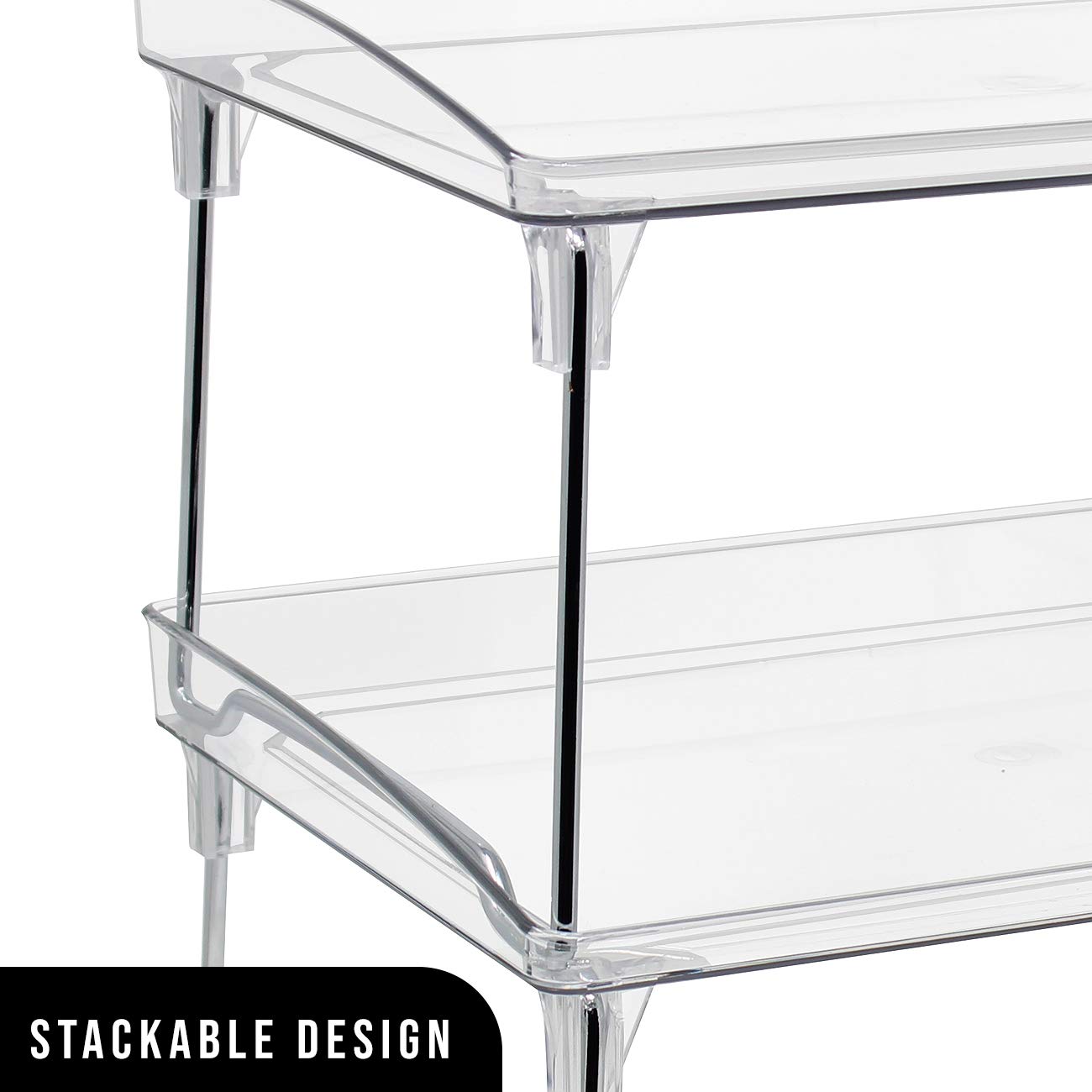 Sorbus Stackable Shelves for Cabinets & Countertop - Storage Shelf Organizer Stand Racks- Foldable Shelves for Undersink, Kitchen Cabinets, Pantry, Countertops, Clear Plastic/Metal - Image 8