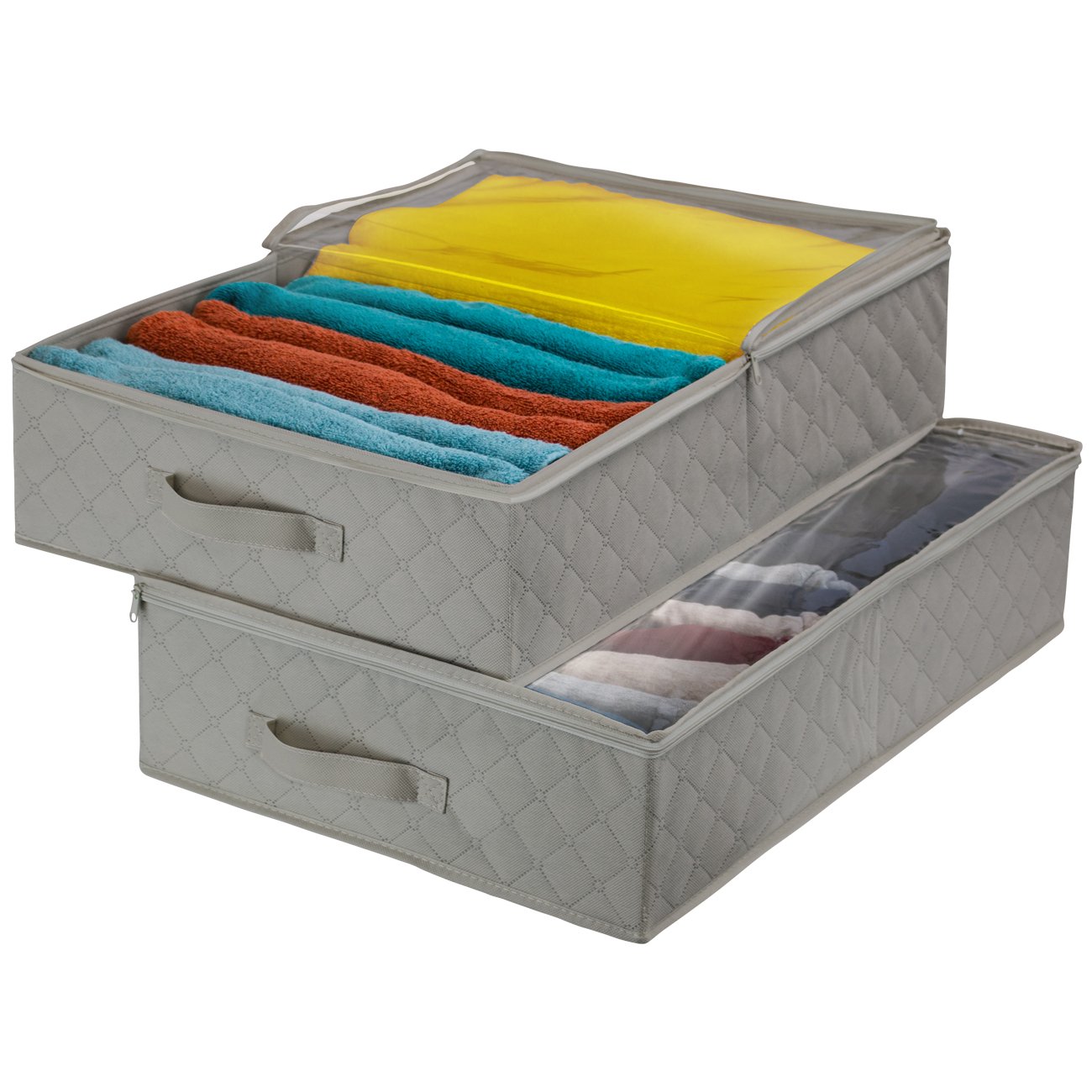 Sorbus Storage Bags Closet & Underbed Organizer Set, Clear Cover, Foldable with Carry Handles, Great for, Clothes, Linens, Bedding, Closets, Bedrooms, and More (Closet Organizer, Gray) - Image 3