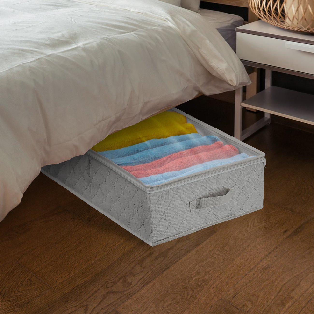 Sorbus Storage Bags Closet & Underbed Organizer Set, Clear Cover, Foldable with Carry Handles, Great for, Clothes, Linens, Bedding, Closets, Bedrooms, and More (Closet Organizer, Gray) - Image 5
