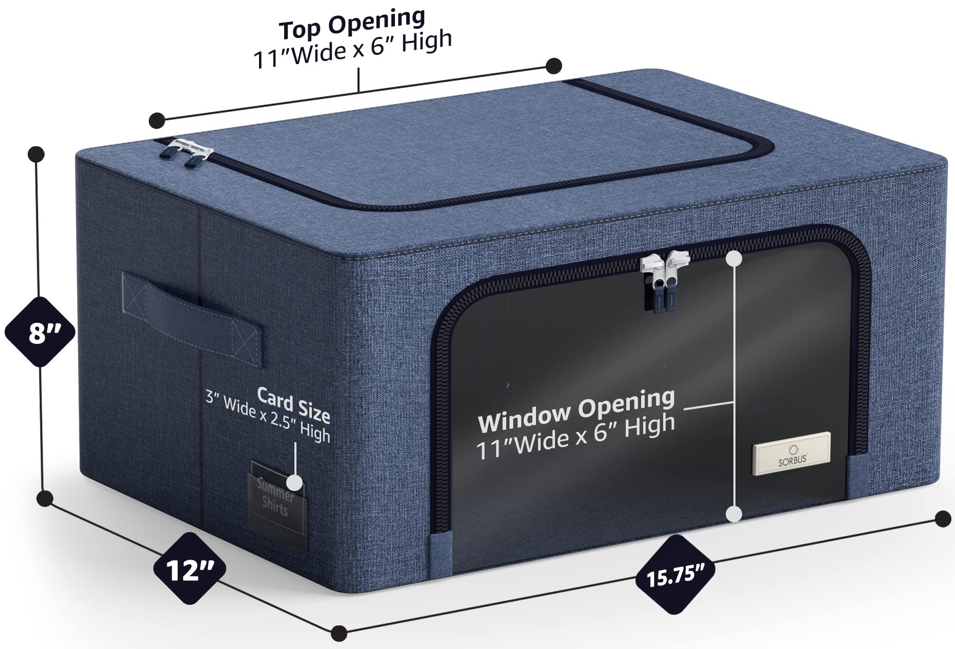 Sorbus Storage Bins with Metal Frame - Stackable & Foldable Clothes Organizer Bags - Oxford Fabric Storage Containers with Large Clear Window & Carry Handles, Bedroom Organization for Bedding & Linen - Image 3