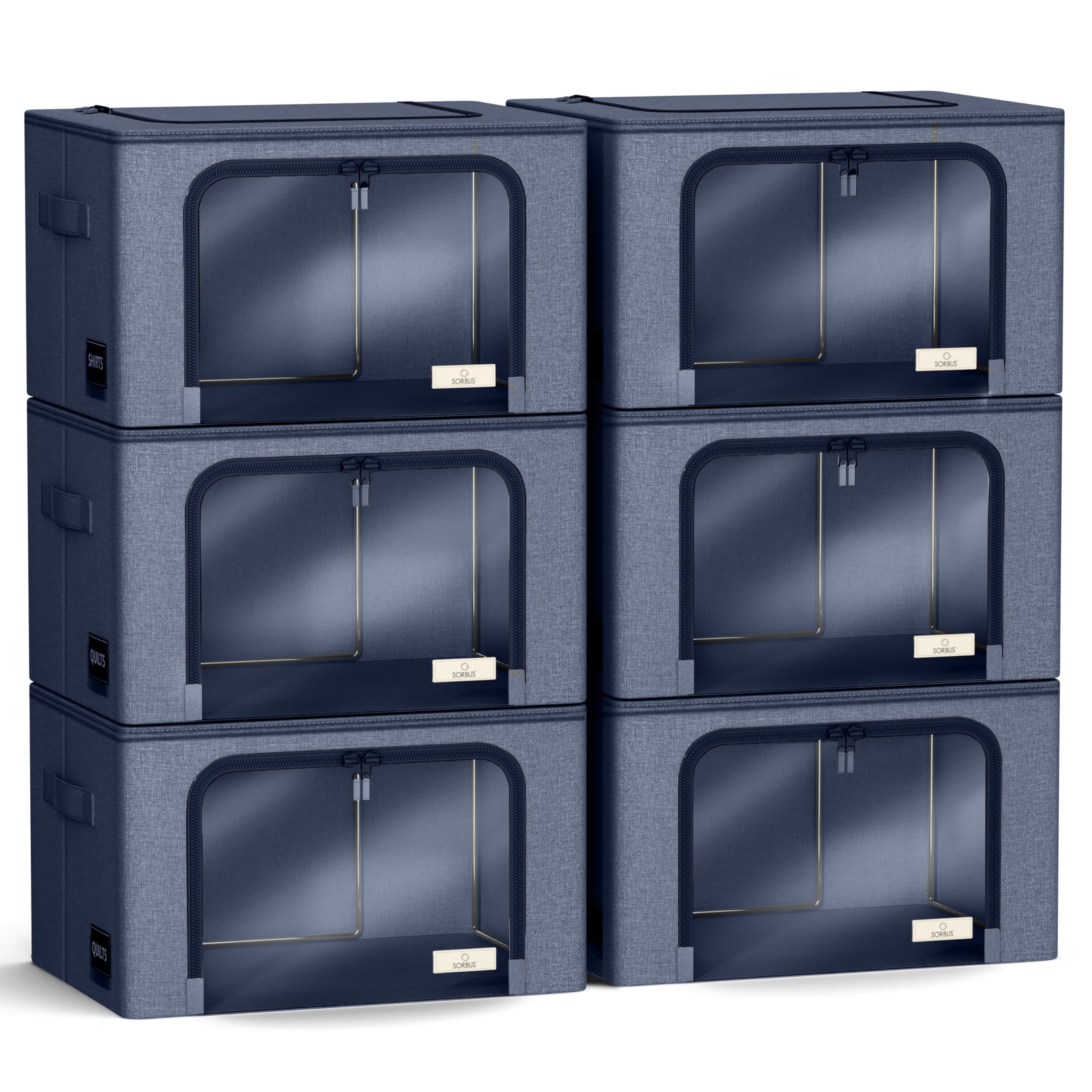 Sorbus Storage Bins with Metal Frame - Stackable & Foldable Clothes Organizer Bags - Oxford Fabric Storage Containers with Large Clear Window & Carry Handles Organization for Bedding Linen & Clothing - Image 7