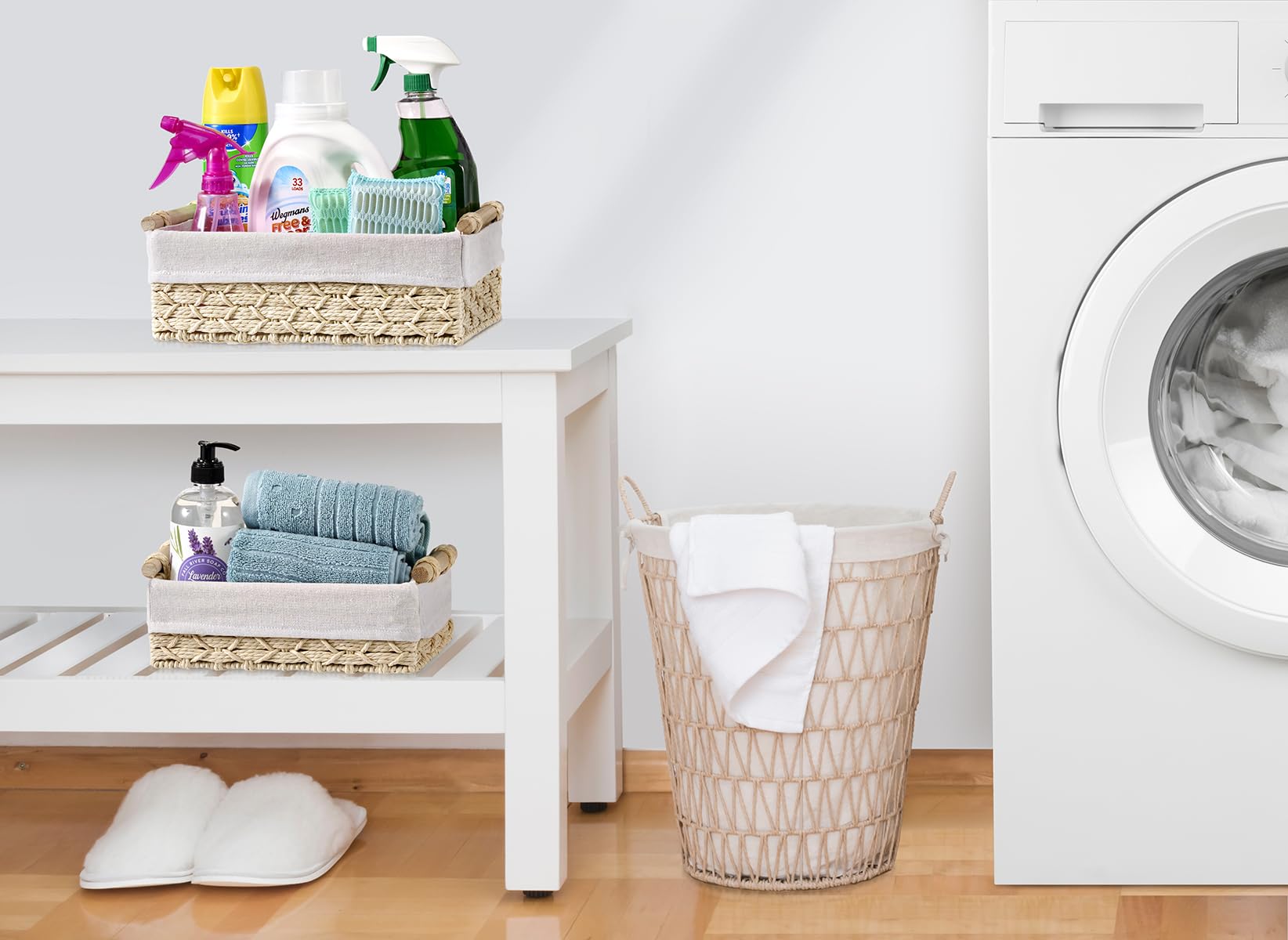 Sorbus Storage Wicker Baskets - 2 Decorative Gift Baskets for Baby Room, Bedroom, Nursery - Lined Paper Rope Baby Basket Set for Organizing Changing Station, Linens, Diapers, Toiletries, Toilet Paper - Image 4