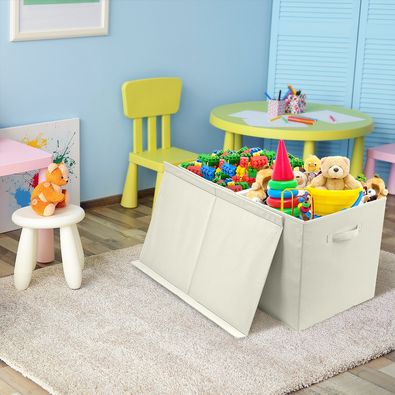 Sorbus Toy Chest with Flip-Top Lid, Kids Collapsible Storage for Nursery, Playroom, Closet, Home Organization, Large (Pattern - Chevron Gray) - Image 4