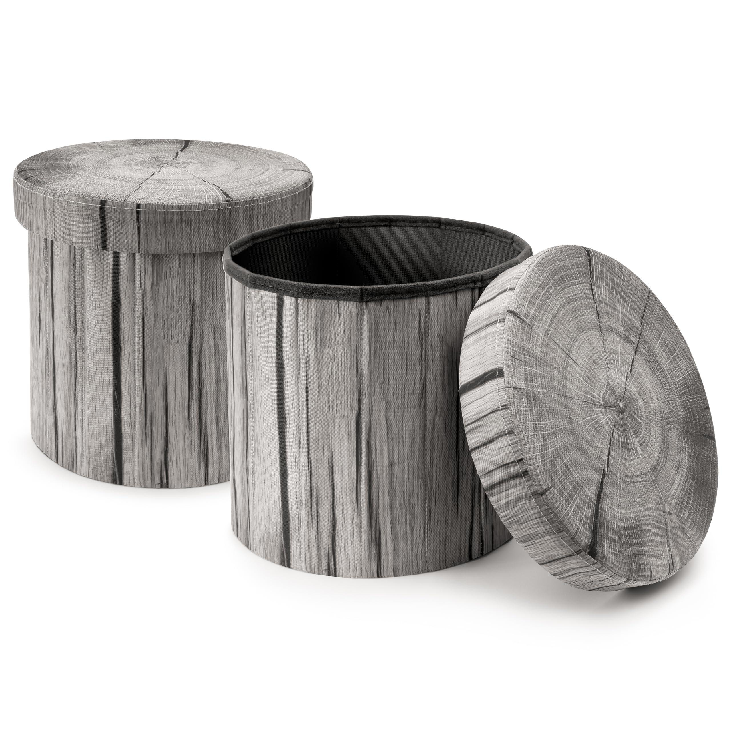 Sorbus Tree Stump Stool, Storage Ottoman 15 Inch Fake Tree Stumps Log Stool Storage, Artificial Tree Trunk, Perfect Footstool Kids Toy Chest, Rustic Log Cabin Decor Bench, Pedestal - Light Gray 2 Pack