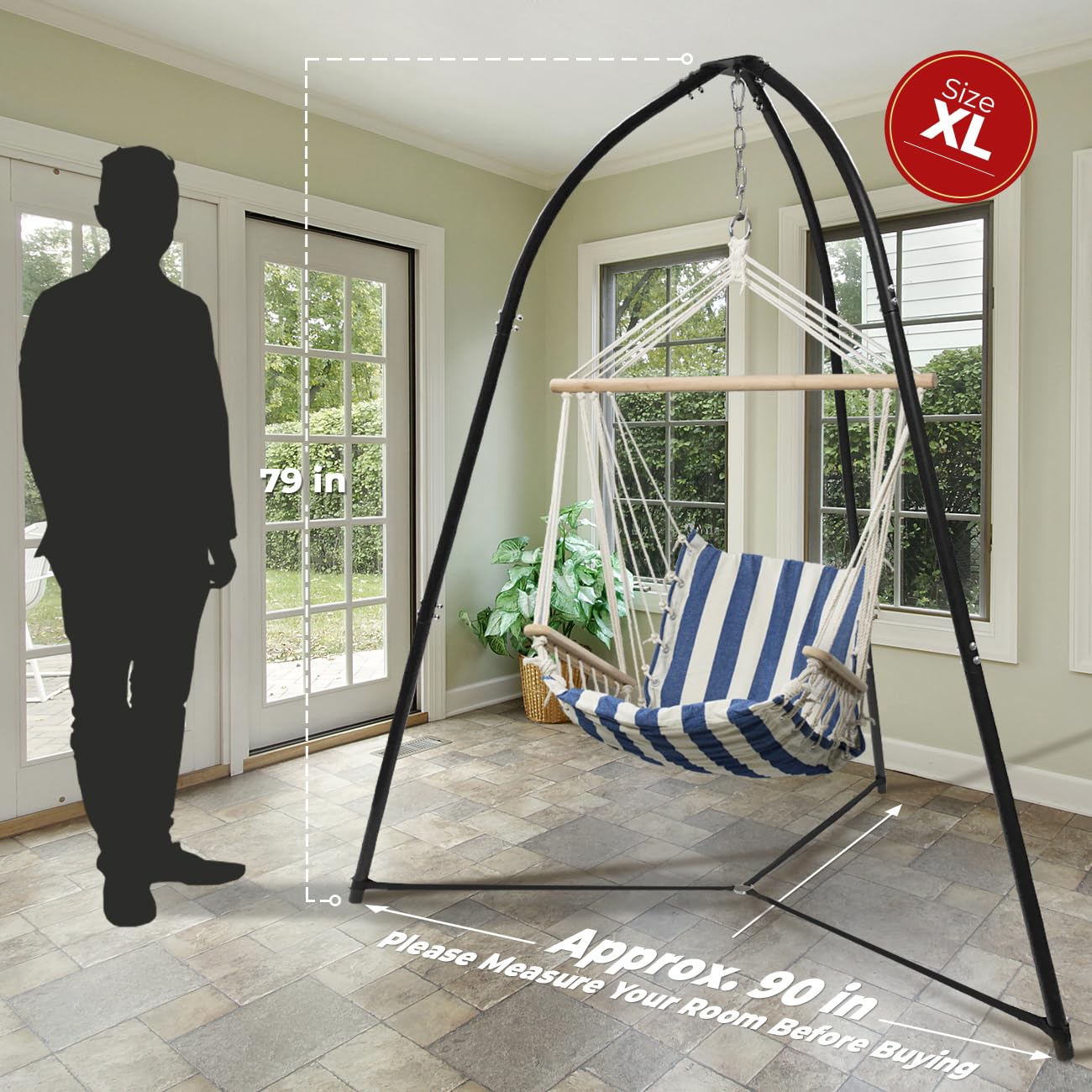 Sorbus Tripod Hanging Chair Stand – 330lbs Capacity, Heavy Duty Steel, Rust Resistant, Adjustable Hammock Frame for Saucer, Air Porch, Indoor/Outdoor Use – Swing Not Included - Image 3
