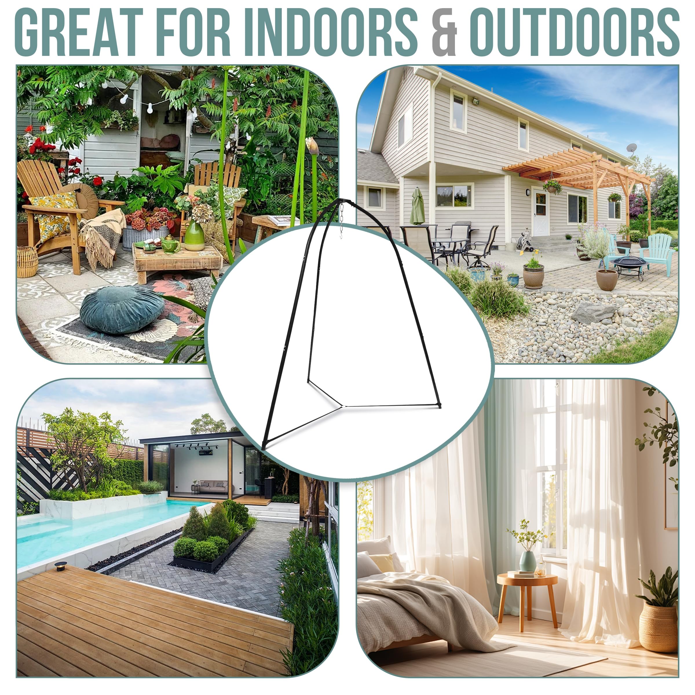 Sorbus Tripod Hanging Chair Stand – 330lbs Capacity, Heavy Duty Steel, Rust Resistant, Adjustable Hammock Frame for Saucer, Air Porch, Indoor/Outdoor Use – Swing Not Included - Image 5