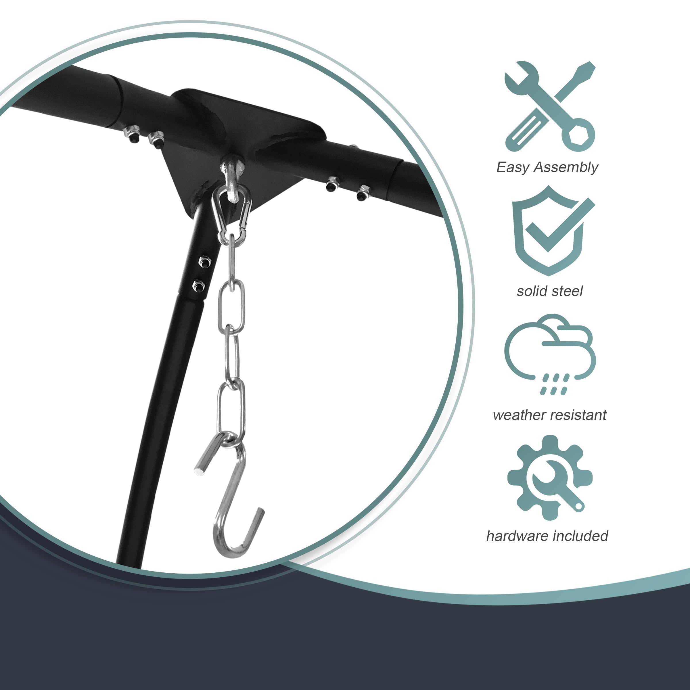 Sorbus Tripod Hanging Chair Stand – 330lbs Capacity, Heavy Duty Steel, Rust Resistant, Adjustable Hammock Frame for Saucer, Air Porch, Indoor/Outdoor Use – Swing Not Included - Image 6