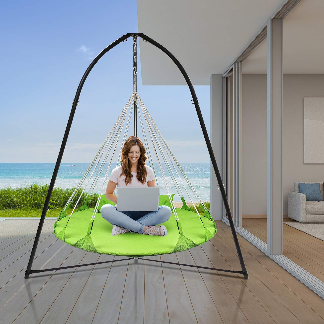 Sorbus Tripod Hanging Chair Stand – 330lbs Capacity, Heavy Duty Steel, Rust Resistant, Adjustable Hammock Frame for Saucer, Air Porch, Indoor/Outdoor Use – Swing Not Included - Image 8