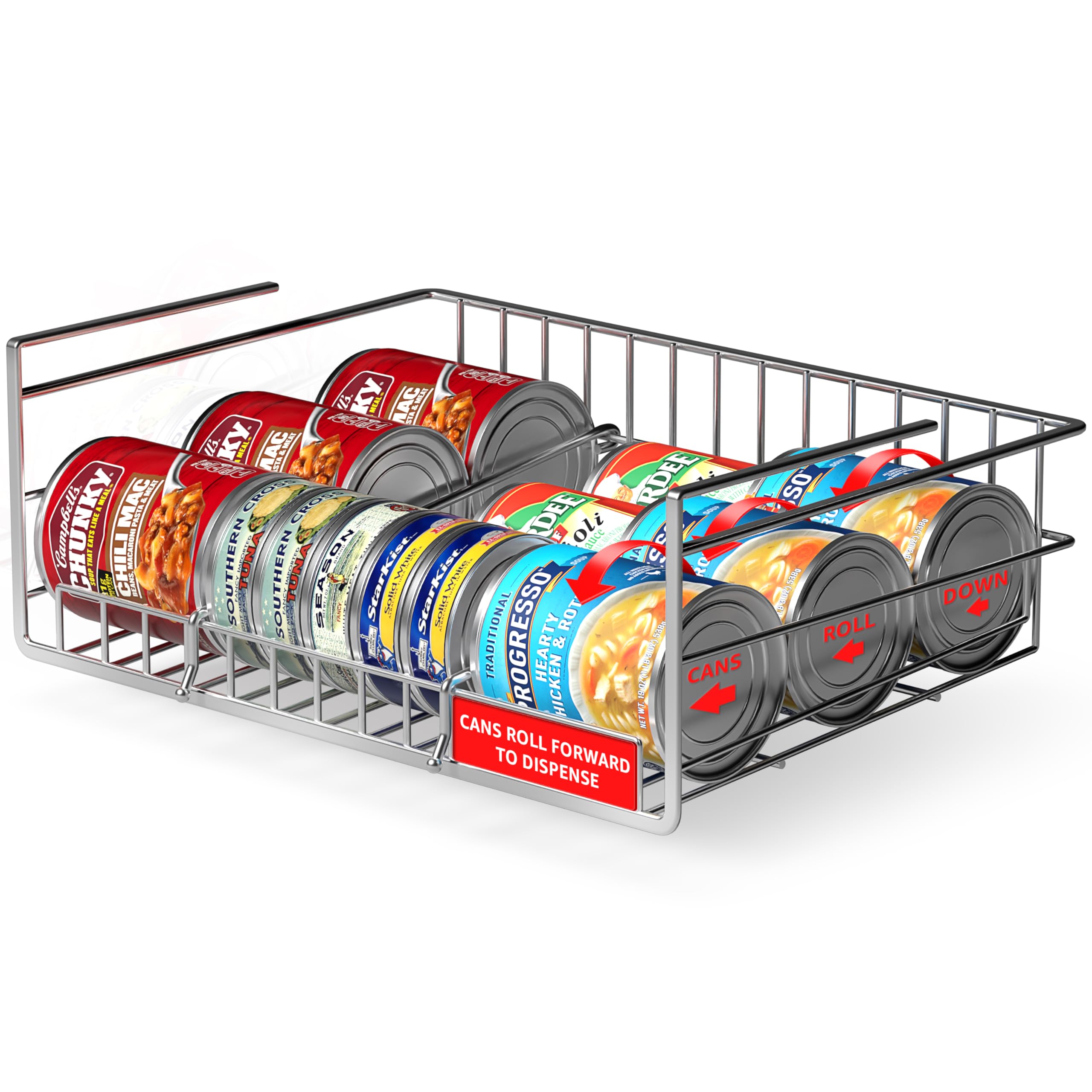 Sorbus Under Cabinet Can Organizer – Rolling Dispenser Rack for Canned Goods and Fruits, Fits Cabinets with 7/8" Thickness, Wire Shelf for Efficient Kitchen and Pantry Storage