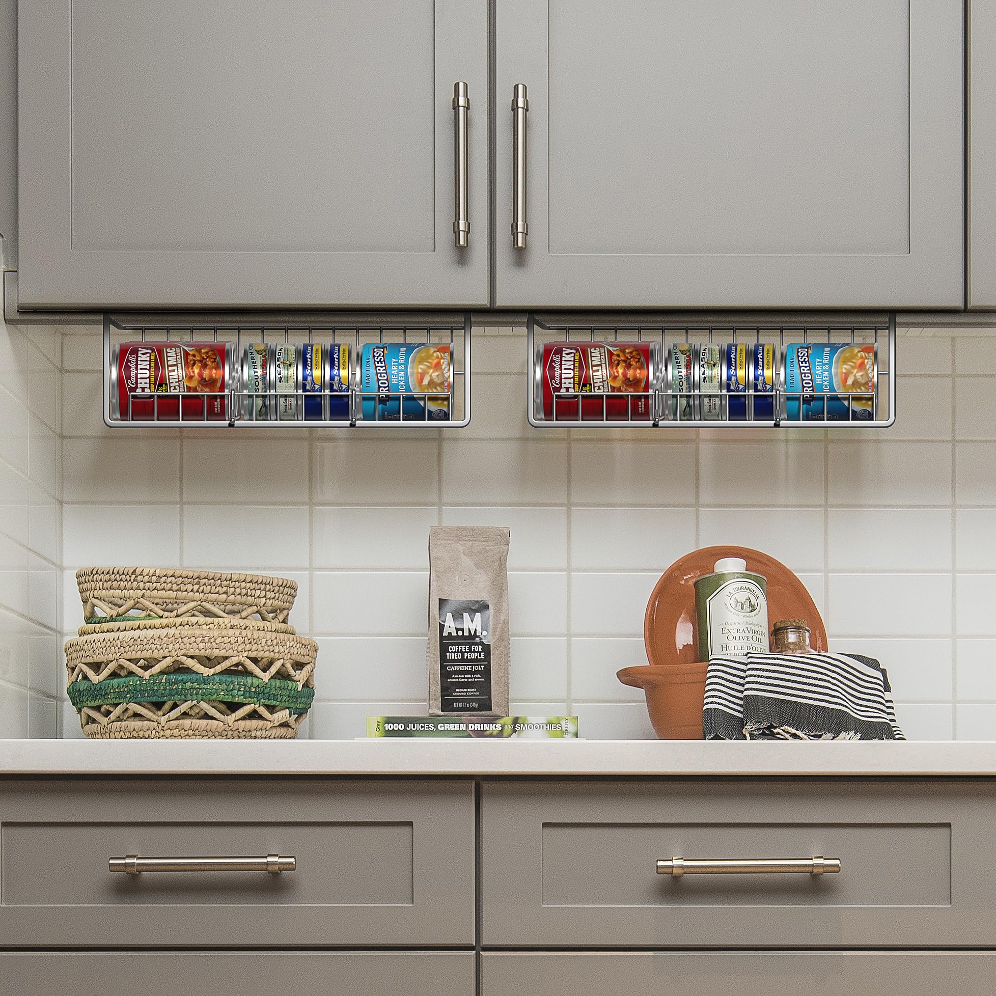 Sorbus Under Cabinet Can Organizer – Rolling Dispenser Rack for Canned Goods and Fruits, Fits Cabinets with 7/8" Thickness, Wire Shelf for Efficient Kitchen and Pantry Storage - Image 2