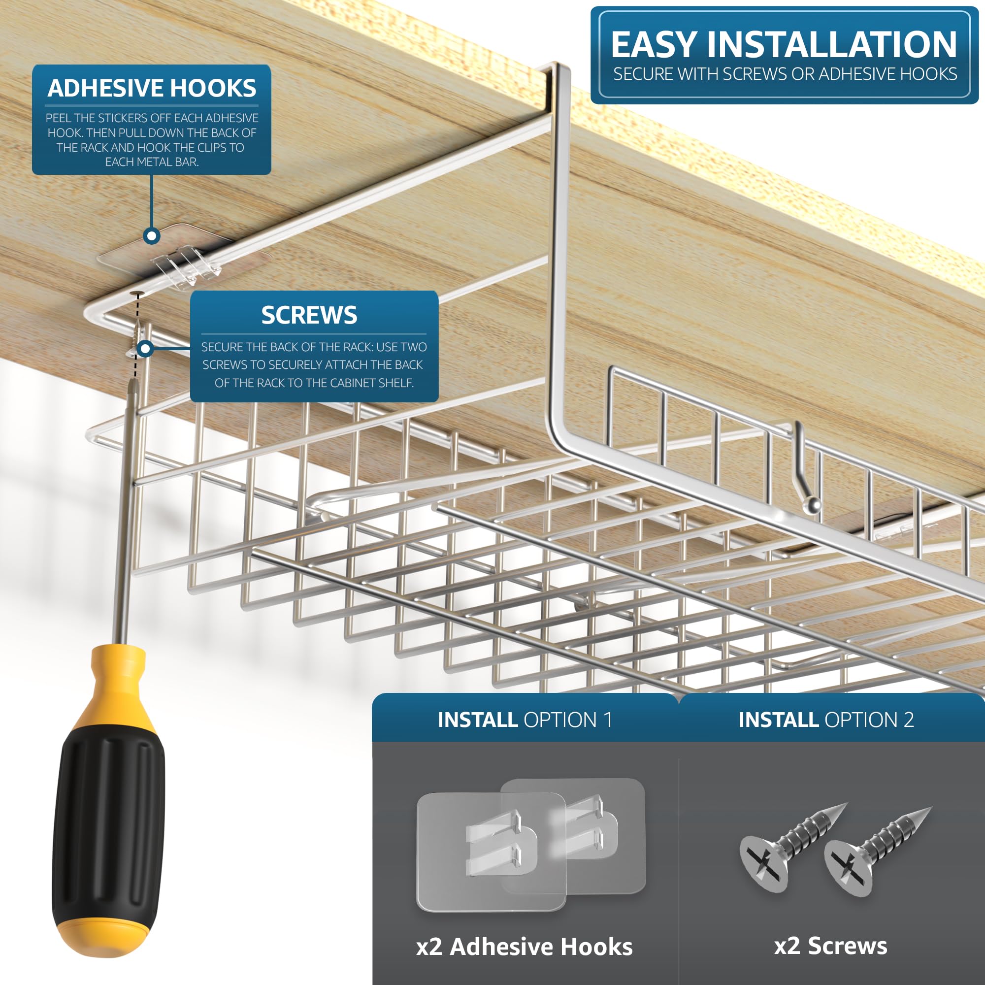 Sorbus Under Cabinet Can Organizer – Rolling Dispenser Rack for Canned Goods and Fruits, Fits Cabinets with 7/8" Thickness, Wire Shelf for Efficient Kitchen and Pantry Storage - Image 7