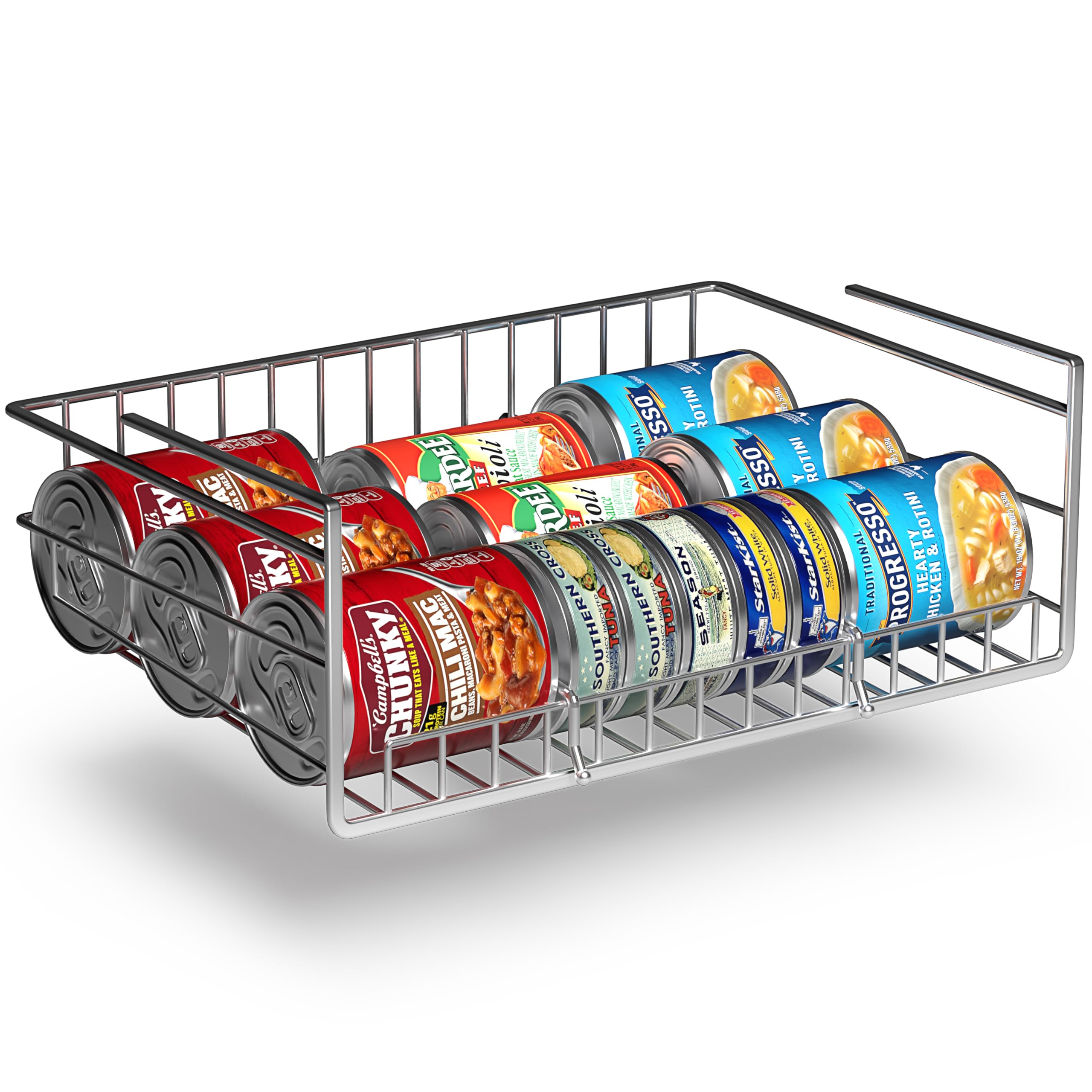 Sorbus Under Cabinet Can Organizer – Rolling Dispenser Rack for Canned Goods and Fruits, Fits Cabinets with 7/8" Thickness, Wire Shelf for Efficient Kitchen and Pantry Storage - Image 8