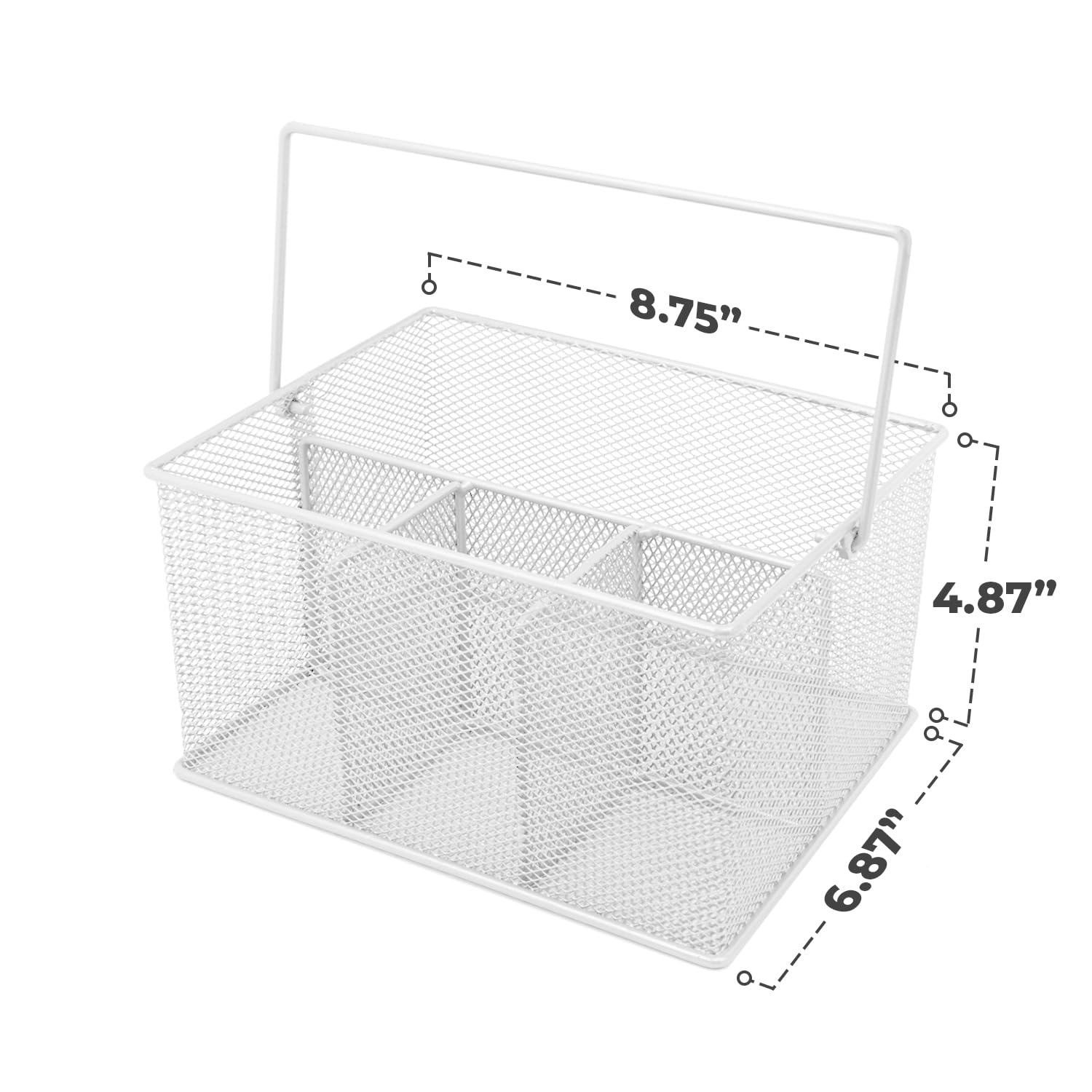 Sorbus® Utensil Caddy — Silverware, Napkin Holder, and Condiment Organizer — Multi-Purpose Steel Mesh Caddy—Ideal for Kitchen, Dining, Entertaining, Tailgating, Picnics, and much more (White) - Image 4