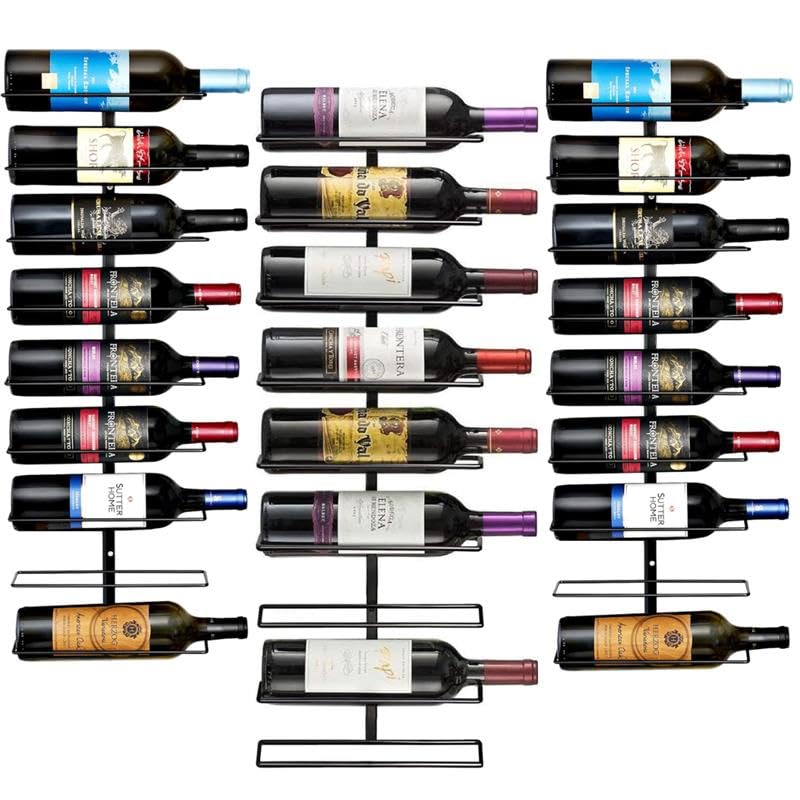Sorbus Wall Mount Wine Rack 3-Pack – Holds 9 Bottles Each – Black Metal Wine Bottle Holders for Wall, Modern Wine Rack for Home Bar, Kitchen