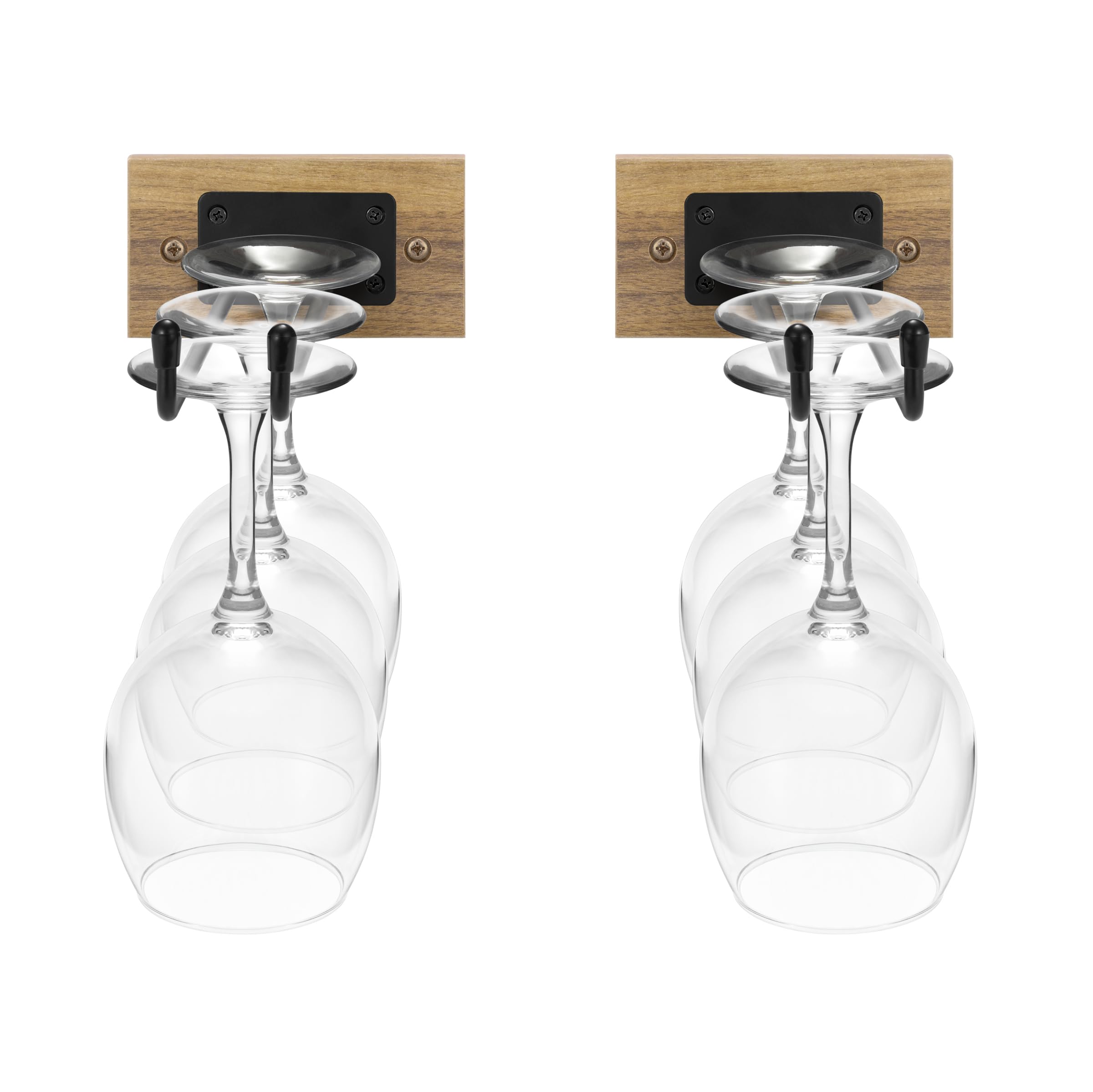 Sorbus Wall Mounted Wine Glass Stemware Rack Set - Wire & Wood Wine Rack Wall Mounted for Wine Glasses, Champagne Glasses, and Drinkware - Complete Your Home Bar & Kitchen Storage, Mahogany - Image 7
