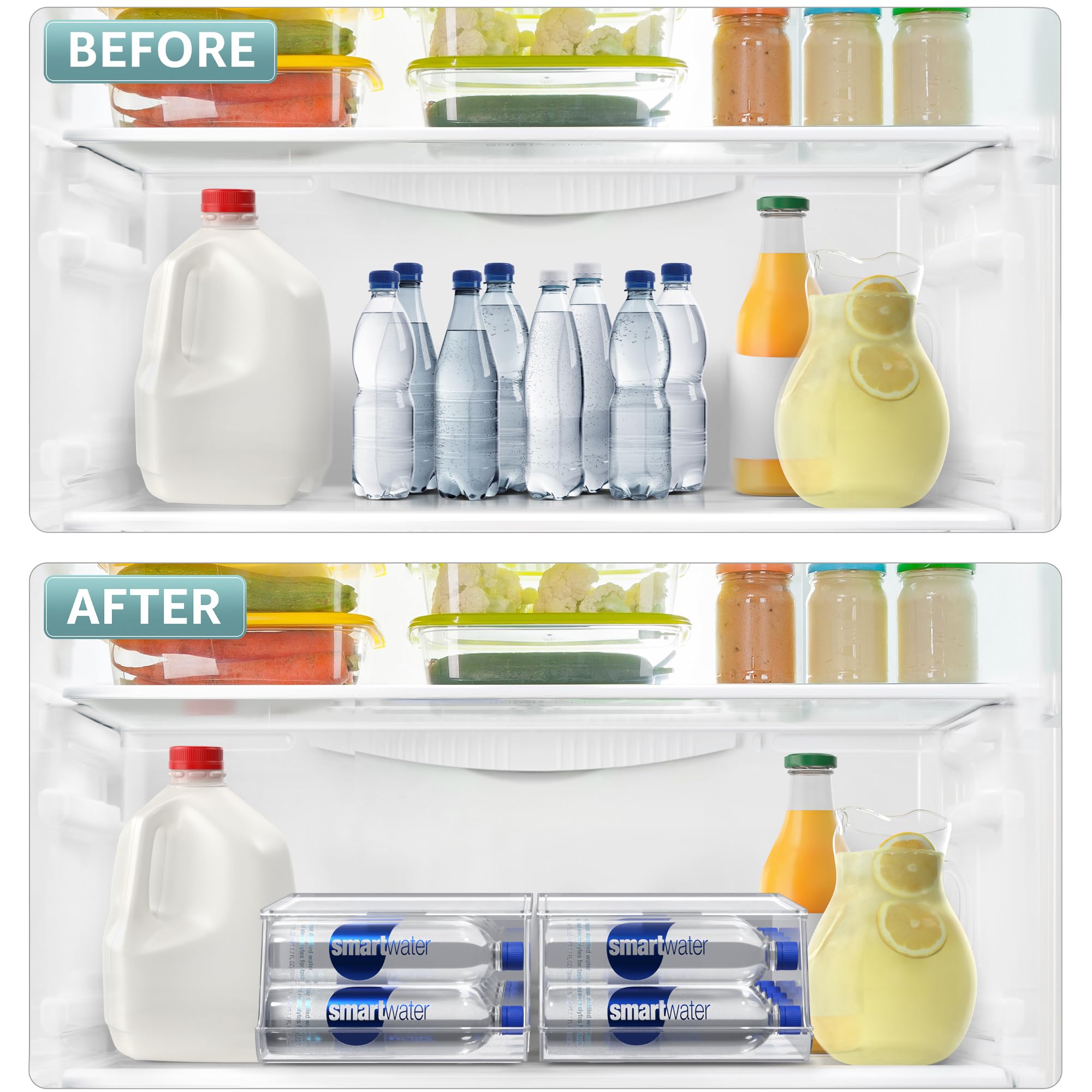 Sorbus Water Bottle Organizer for Fridge with Lid – Holds 9 Bottles – Stackable Drink Organizer for Refrigerator, Pantry, or Countertop – Clear BPA-Free Plastic Bottle Storage Holder - Image 5