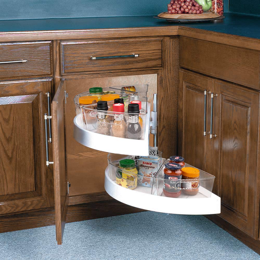 Sorbus Wedge Storage Bin Organizer Lazy Susan organizer with Front Handle for Corner Cabinet, Great Sector Shaped Container Bins for Kitchen, Pantry, Bathroom, Clear Plastic (4-Pack) - Image 4