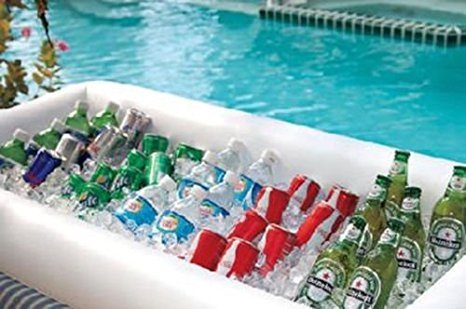 Sorbus White Inflatable Drinks & Food Serving Bar with Drain Plug (3 Salad Bars) - Image 3