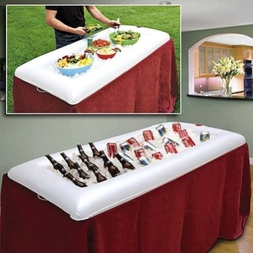 Sorbus White Inflatable Drinks & Food Serving Bar with Drain Plug (3 Salad Bars) - Image 4