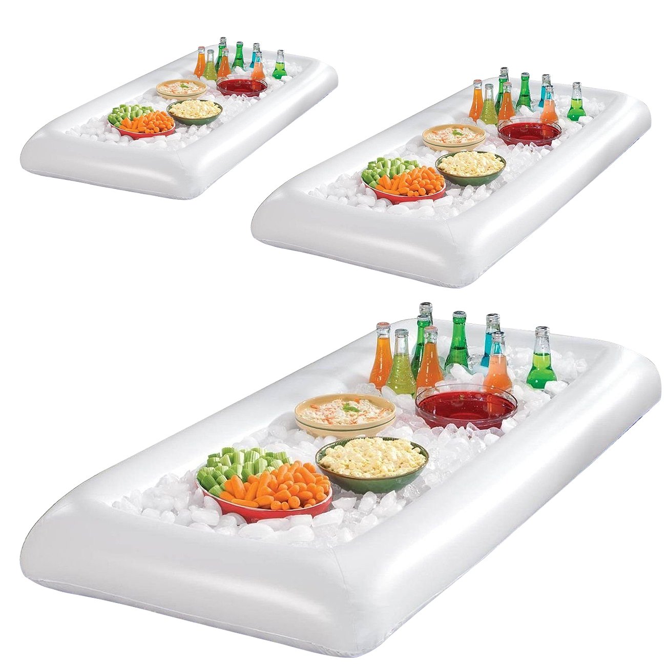 Sorbus White Inflatable Drinks & Food Serving Bar with Drain Plug (3 Salad Bars) - Image 6