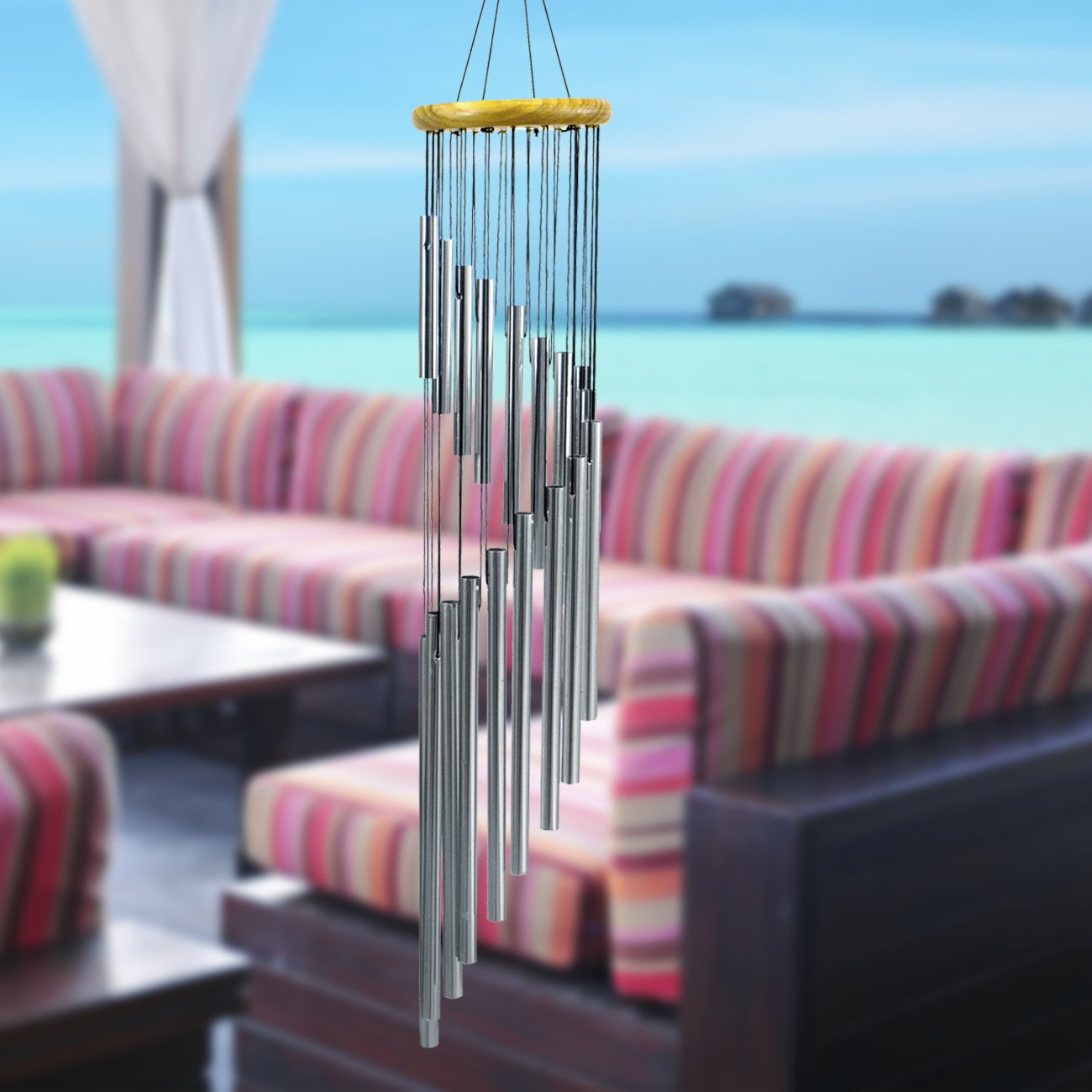 Sorbus Wind Chimes – Tubular Decorative Outdoor Garden Accent with Soothing Musical Bell Sounds – Great for Memorial, Home, Deck, Patio, or Garden, Metal - Image 3