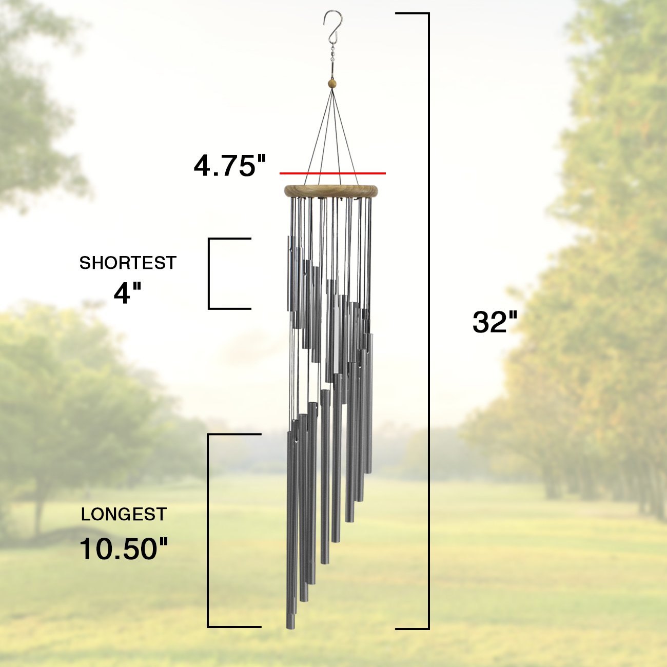 Sorbus Wind Chimes – Tubular Decorative Outdoor Garden Accent with Soothing Musical Bell Sounds – Great for Memorial, Home, Deck, Patio, or Garden, Metal - Image 5