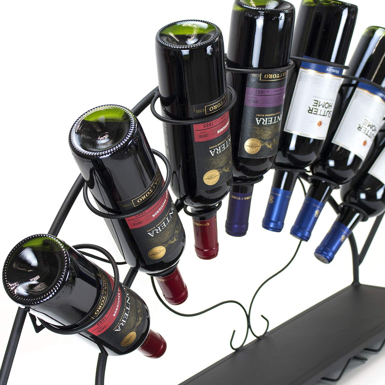 Sorbus® Wine Bottle Stemware Glass Rack Wall Mounted - Bordeaux Chateau Style - Holds 7 Bottles of Your Favorite Wine - Elegant Storage for Kitchen, Dining Room, Bar, or Wine Cellar (Black) - Image 7
