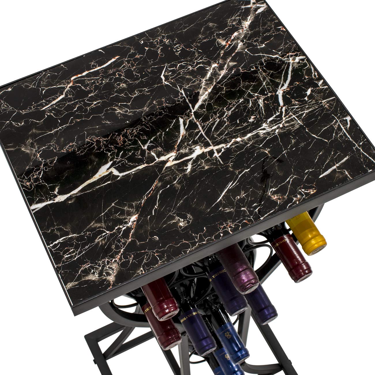 Sorbus Wine Rack Console for Home Bar - Mini Wine Stand with Faux Black Marble Table Top - Durable Metal Freestanding Wine Storage Cabinet Shelf - Wine Racks Free Standing Floor Holds 11 Wine Bottles - Image 8