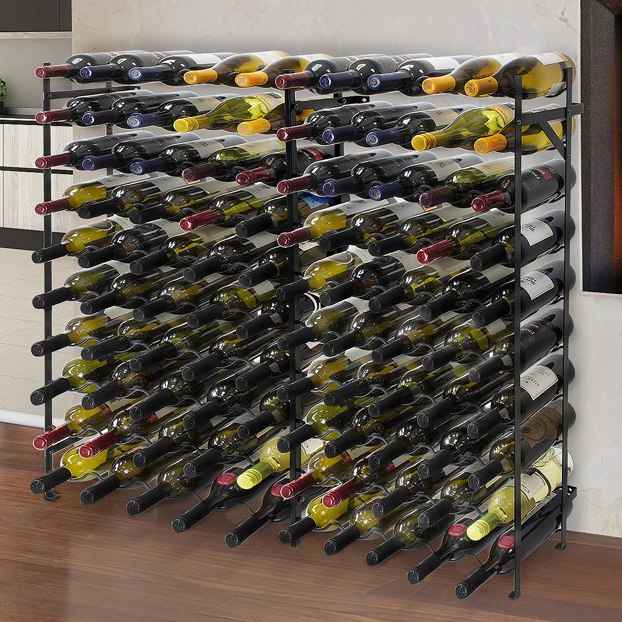 Sorbus Wine Rack Freestanding Floor - Wine Bottle Holder Holds 100 Bottles of Wine - 100 Bottle Capacity Wine Storage for Any Bar, Wine Cellar, Kitchen, Dining Room - Image 4