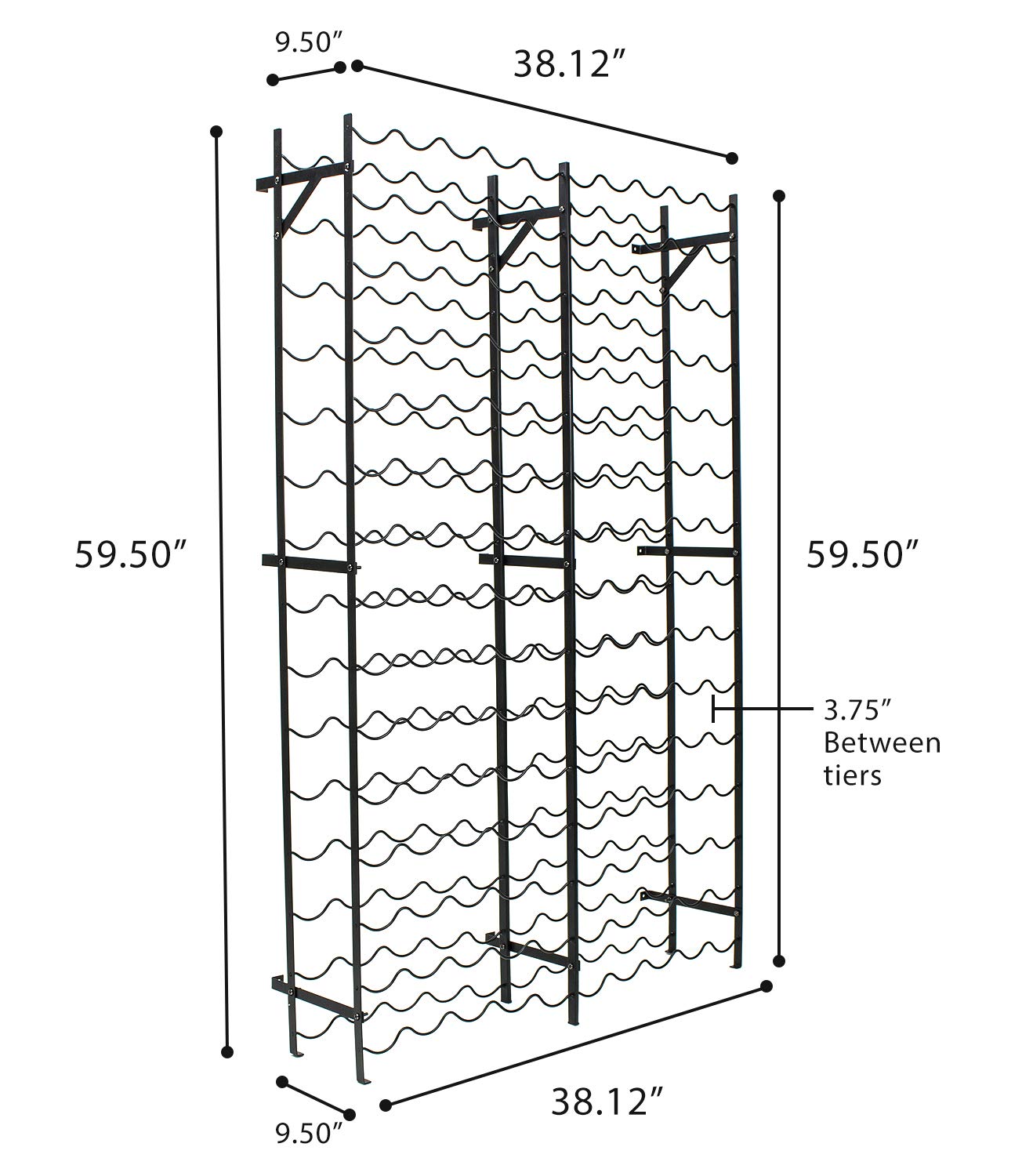 Sorbus Wine Rack Freestanding Floor - Wine Bottle Holder Holds 150 Bottles of Wine - 150 Bottle Capacity Wine Storage for Any Bar, Wine Cellar, Kitchen, Dining Room - Image 7